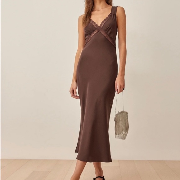 Reformation Dresses & Skirts - Reformation Provence Maxi Silk Dress In Cafe Brown Small NWT